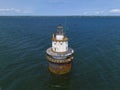 Butler Flats Lighthouse aerial view, New Bedford, MA, USA Royalty Free Stock Photo