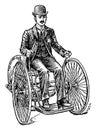 Butler Gas Operated Motor Tricycle, vintage illustration