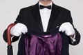 Butler holding your coat and umbrella. Royalty Free Stock Photo