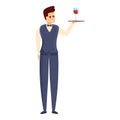 Butler wine glass icon, cartoon style Royalty Free Stock Photo