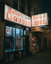 Butlers Liquor Store vintage sign at night, Elizabeth, New Jersey Royalty Free Stock Photo