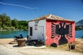 Butrint cable ferry building in Vivari Channel