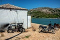 Butrint cable ferry building in Vivari Channel