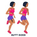 kicks. Sport exersice. Silhouettes of woman doing exercise. Workout, training.