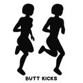 kicks. Sport exersice. Silhouettes of woman doing exercise. Workout, training.