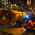 welding underwater pipeline using automatic equipment Royalty Free Stock Photo