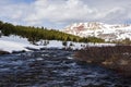 Snowcapped Beartooth Butte and river Royalty Free Stock Photo