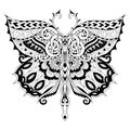 Beautiful butterfly for adult coloring book, coloring page, print on t shirt or other products. Vector illustration