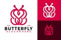 Buttefly Linear Logo design vector symbol icon illustration