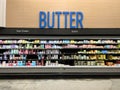 The butter aisle at a Walmart Store with no people Royalty Free Stock Photo