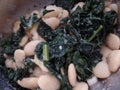 Butter beans with cavolo nero in a saucepan Royalty Free Stock Photo