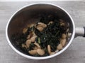 Butter beans with cavolo nero in a saucepan Royalty Free Stock Photo