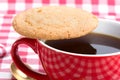 Butter biscuits and a cup of black coffee Royalty Free Stock Photo