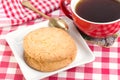 Butter biscuits and a cup of black coffee Royalty Free Stock Photo