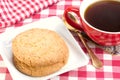 Butter biscuits and a cup of black coffee Royalty Free Stock Photo