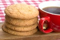 Butter biscuits and a cup of black coffee Royalty Free Stock Photo