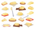 Butter Block with Knife for Bread Spreading Big Vector Set