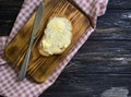 Butter, bread, parsley farmon homemade a wooden background breakfast Royalty Free Stock Photo