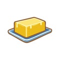 Butter brick and dish, cartoon graphic, isolated Royalty Free Stock Photo