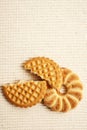 Butter buiscuits or cookies over white background with copy space Royalty Free Stock Photo