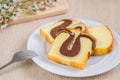 Butter cake sliced on plate Royalty Free Stock Photo