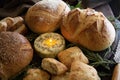 Butter candle with herbs and artisianal breads