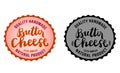 Butter cheese symbols, food, quality handmade, natural product, vector collection images for your logo, label, emblems. Royalty Free Stock Photo