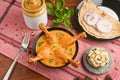 Butter chicken curry and Chapati, Roti Indian non vegetarian food Delhi Royalty Free Stock Photo