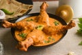 Butter chicken curry and Chapati, Roti Indian non vegetarian food Delhi Royalty Free Stock Photo