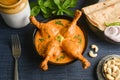 Butter chicken curry and Chapati, Roti Indian non vegetarian food Punjab Royalty Free Stock Photo