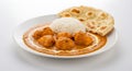 Butter chicken rice and naan plate Royalty Free Stock Photo