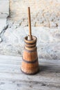 Butter churn - old traditional wooden plunger-type butter churn Royalty Free Stock Photo