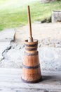 Butter churn - old traditional wooden plunger-type butter churn Royalty Free Stock Photo