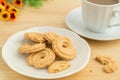 Butter cookies and coffee cup Royalty Free Stock Photo