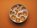 Butter cookies packaged. on orange background. Royalty Free Stock Photo