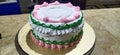 Butter cream frosting cake with nozzle decorating