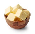 Butter cubes in wooden bowl