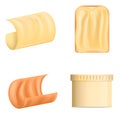 Butter curl block icons set, realistic style Royalty Free Stock Photo