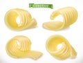 Butter. Curl. 3d realistic vector icon Royalty Free Stock Photo