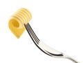 Butter curl on a fork Royalty Free Stock Photo