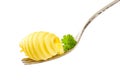 Butter curl on fork Royalty Free Stock Photo