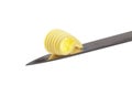 Butter curl on a knife Royalty Free Stock Photo