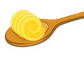 Butter Curl On a Wooden Spoon Royalty Free Stock Photo