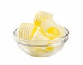 Butter curls in a glass bowl Royalty Free Stock Photo