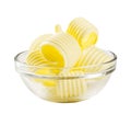 Butter curls in a glass bowl Royalty Free Stock Photo