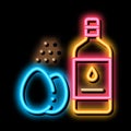 butter eggs and peppers cooking homemade mayonnaise neon glow icon illustration