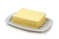 Butter on grey butterdish Royalty Free Stock Photo