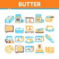 Butter Or Margarine Collection Icons Set Vector