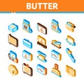 Butter Or Margarine Isometric Icons Set Vector