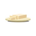 Butter, margarine on a plate, baking ingredient vector Illustration